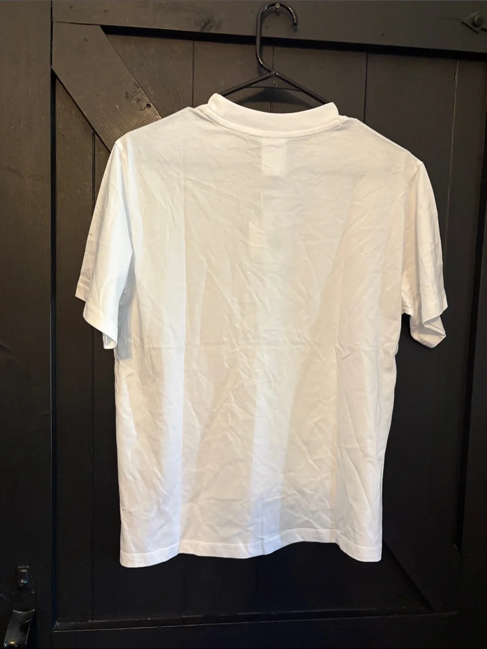 adidas White Short Sleeve Tee with Small Black Logo Stack